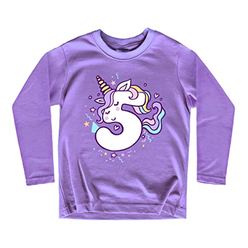 Image of Unicorn 5th Birthday Shirt Outfit for Girls 5 Year Old Fifth Birthday Five Tshirt