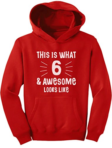 This is What 6 & Awesome Looks Like Six Year Old Birthday Gift Youth Hoodie Small Red
