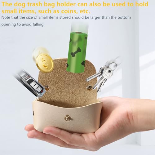 Image of 3Pcs Dog Poop Bag Holder with Clip, Stylish Leather Dog Poop Bag Dispenser for Leash, Cute Pet Dog Waste Bag Holder Carrier for Walking Camping