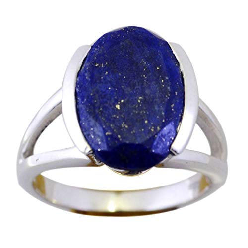 Image of Thanksgiving Gifts Rings Engagement Gifts Hand Made Jewelry Unique Jewelry Genuine Lapis Lazuli 925 Silver Ring Split Shank Style in Size 7