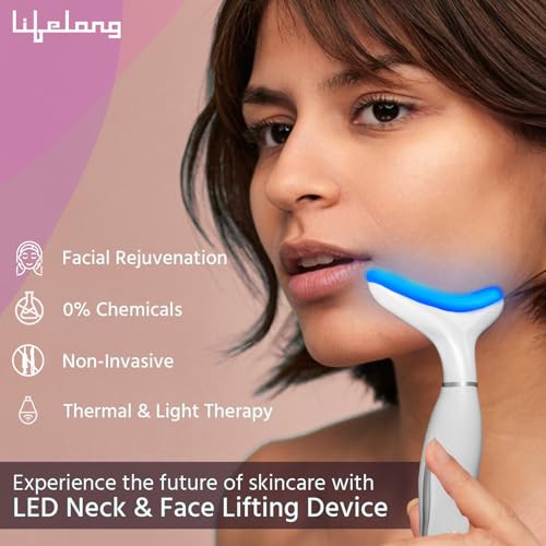 Image of Lifelong 3-in-1 Beauty Massager for Face and Neck, Based on Triple Action LED, Wrinkle Reduction, Neck & Face Lifting Device | Red Light Therapy with Vibration Technology for Skin Care,Improve,Firm,Tightening