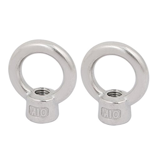 Image of uxcell Lifting Eye Nut M10 Female Thread 47.6mm Height 304 Stainless Steel Round Shape for Rope Fitting Pack of 2