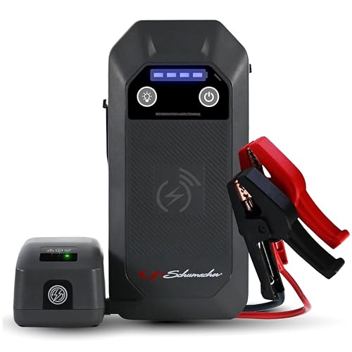 Schumacher Electric 12V Lithium Jump Starter & Power Pack - Portable 1500A Battery Jumper with 10W Wireless Charging, USBA/USBC Fast Charging & Multi-Mode LED Flashlight - 4-in-1 SL1674