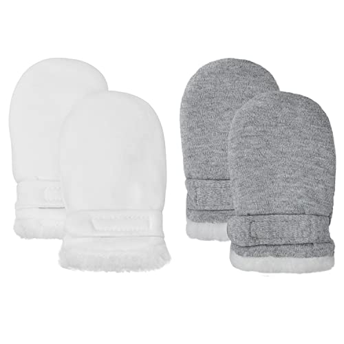 Image of Baby Winter Mittens Newbron Adjustable Stay-On 0-12 Months Warm Gloves Sherpa Lined Fleece Infant Mittens Winter for Boy Girl