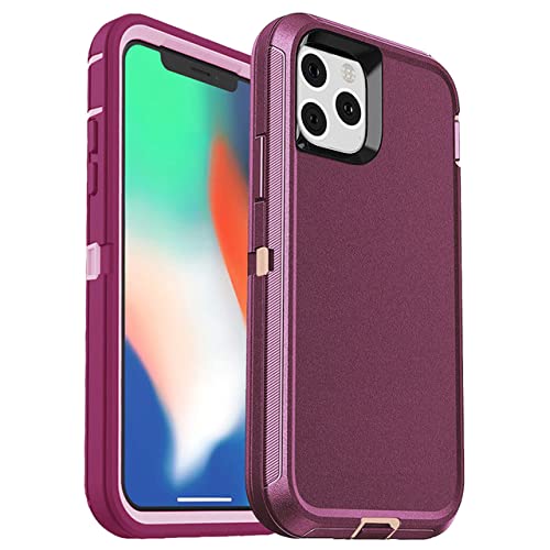 Coque de protection iPhone 12 Pro Max antichoc 3 en 1 avec clip ceinture couleur lie de vin