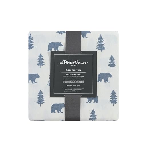 Image of Eddie Bauer - Queen Sheets, Cotton Flannel Bedding Set, Brushed For Extra Softness, Cozy Home Decor (Bears & Trees, Queen)