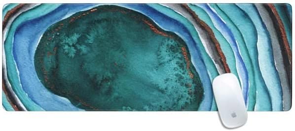 Skinit Small Gaming Mouse Pad - Tuscan Sun Watercolor Geode Design with Stitched Edges, Waterproof, Non-Slip Rubber Base, Desk Mat for Keyboard & Mouse, 12.6" x 11" inches