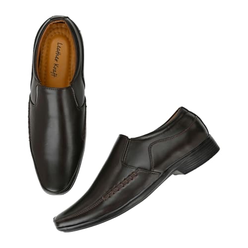 Image of Leatherkraft Formal Slip-On Shoes with Textured Detail