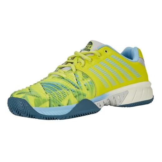 K-Swiss Homme Express Light 3 HB Padel Chaussures de Tennis, Evening Primrose Airy Blue Indian Teal, 42.5 EU