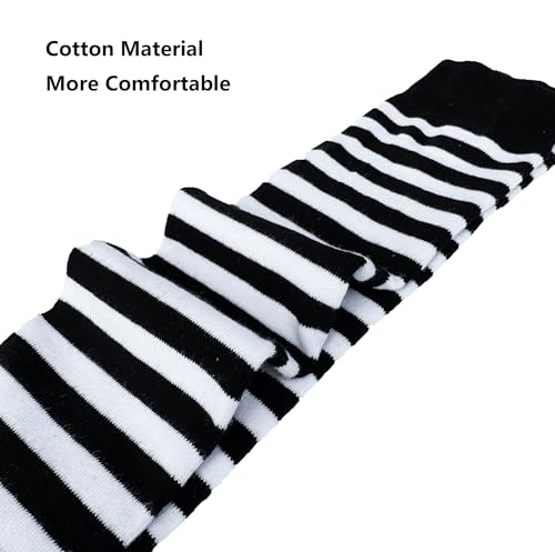 Image of Bestjybt Women Thigh High Socks Cotton Warm Striped Over Knee High Socks | Well-made, Not Sheer, Thick, Leg Warmers, Long Knee High Boot Socks, Comfortable, Thigh-friendly, Stay up, Fit Well