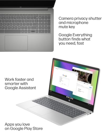 Image of HP Chromebook 15 Laptop (15.6 inch Anti-Glare, Intel N200(> i3-1115G4), 8GB DDR5 RAM, 64GB eMMC + 64GB SD Card, Numeric KB) Home & Students, Webcam w /Shutter, Wi-Fi, Chrome OS (Renewed)