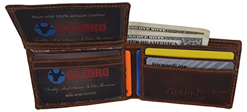 Small Mens Crazy Horse Leather Slim Bifold Card ID Wallet