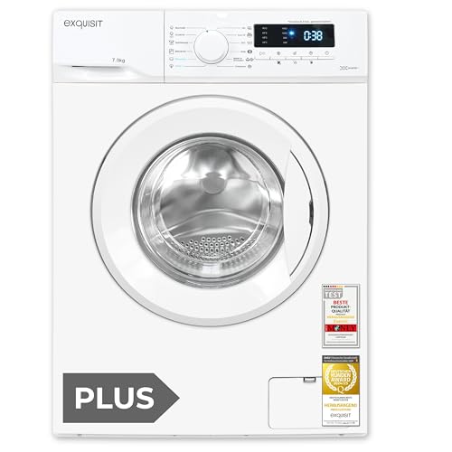 Exquisit Waschmaschine 7kg, Energieeffizienzklasse A, max. 1400 U/Min, Kurzprogramm, Mixprogramm, Startzeitvorwahl (3-24 Std.), Aquastop, 12 Waschprogramme, WA57014-020A weiss
