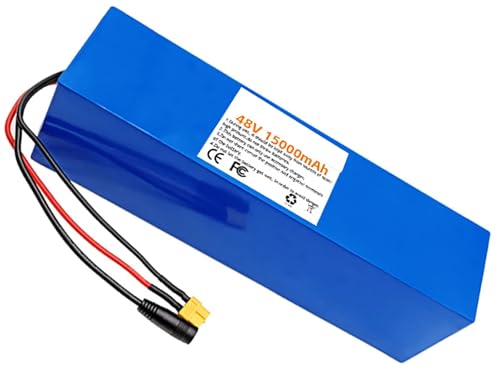 48V 15Ah Ebike Akku, Ebike Batterie 48V 15Ah eingebauter BMS wasserdichter PVC-Akku mit Ladegerät 48V 15Ah Elektrofahrrad für 200w 350w 400W 500w 800w 1000w Motor 48V 15Ah, XT60+DC