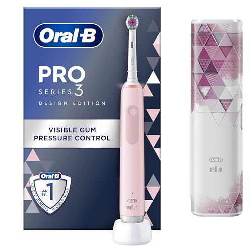 Oral-B Cepillo de dientes eléctrico azul Pro Series 3, 1 cabezal de cepillo de dientes, 1 funda de viaje con diseño de mod, diseñado por Braun