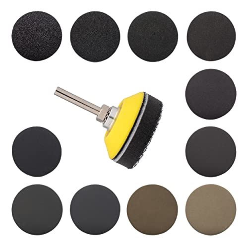110 Disques abrasifs 50mm Disque de poncage polissage + 1 Plateau à poncer polir pour Perceuse papier verre grain 80 120 180 240 400 600 800 1200 2000 3000 5000 + 1 Tampon souple | OnEstKit