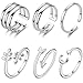 Yalimaza 6Piezas Anillos de Nudillos de Acero Inoxidable Apilable Midi Minimalista Anillos para Mujeres y Niñas Abiertos Apilables Ajustable Conjunto de Anillos Set Plata Rosa Oro
