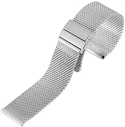Correas de reloj negro/plata/oro rosa 18mm/20mm/22mm correa de reloj correa de malla de acero inoxidable cierre plegable relojes pulsera de repuesto