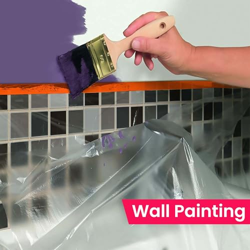 Image of TAPEBEAR Pre-Taped Masking Film, 102 inch x 56Feet x 3Roll Plastic Sheeting Cover for Painting, Tape and Drape, Painters Masking Tape Film Plastic Drop Cloths for Auto, Appliance and Furniture
