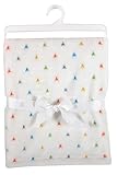 Stephan Baby Super-Soft Coral Fleece Crib Blanket, White with Primary Triangles
