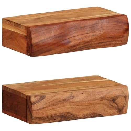 GCHDHAPB Estanterías, estantes de pared y repisas, estantes de pared, 2 unidades, 30 x 17 x 8 cm, madera maciza de acacia