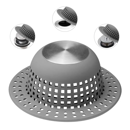 Aluvor Shower Drain Hair Catcher, Bathtub Drain Cover Foldable Silicone Shower & Tub Protector for Pop-Up & Regular Drains