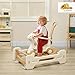 Qaba 5 in 1 Kids Rocking Horse for Toddlers, Toddler Spring Rocking Toy Balance Bike Push Cart with Detachable Base, Alpaca-Shaped Rocker with Safety Guardrails, Footrests, Push Handle, Brown