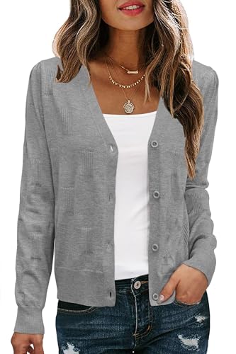 Image of Arach&Cloz Women's Soft Cropped Cardigan Casual Lightweight Shrug Sweater Tops