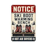 Ski Boot Warming Bench tin Sign, Vintage Ski Lodge Hot...