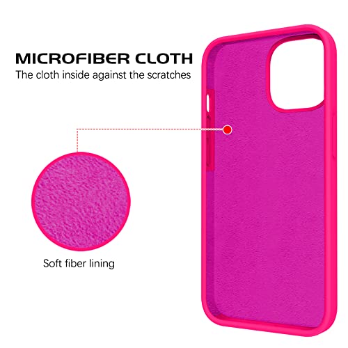 DOMAVER for iPhone 13 Case, Slim Smooth Liquid Silicone Upgrade for iPhone 13 Case [12FT Military Protection] [Camera Protection] [Soft Anti-Scratch Microfiber Lining] Scratch-Resistant Back- Hot Pink