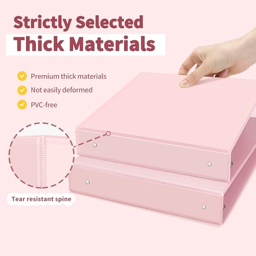 sunee 3 ring binder 15 inch 2 pack clear view binder three ring pvc-free fit 85x11 inches for school or office supplies pink
