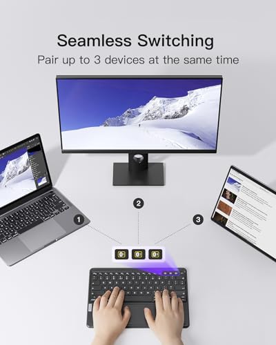 Inateck Bluetooth Keyboard with Touchpad, Ultra-Light&Slim Keyboard Wireless, Compatible with Windows, iPadOS, Android, and iOS, KB01103 - Image 6