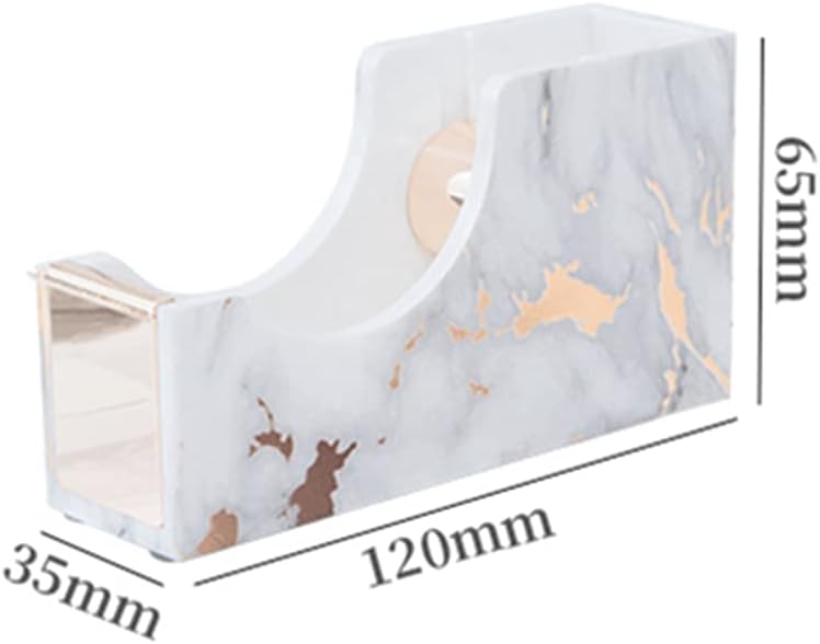 Acrylic Marble White Office Desk Set - Stapler & Tape Dispenser, Heavy Duty Office Supplies - Desk Accessories Set with 1000Pcs 24/6 Rose Gold Staples
