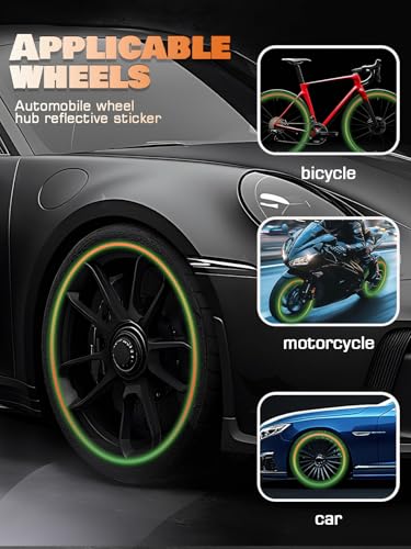 Image of 20PCS Car Wheel Reflective Decorative Strip,Night Safety Warning Stickers,Cars,Motorcycles,Bicycles are Applicable, Colorful and Diverse, a Street the Most Beautiful Car (Colorful)