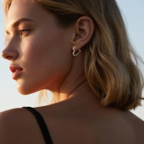 Reffeer Solid 925 Sterling Silver Heart Earrings Hoop Minimalist Sleeper Huggie Earrings For Women3