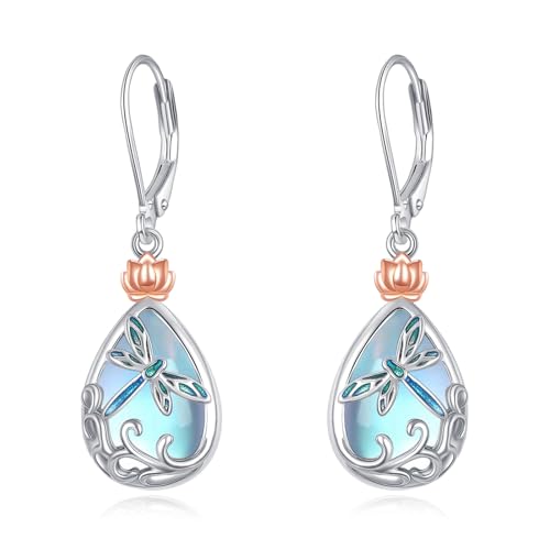 Boucles d'oreilles libellules lotus, le cadeau d'anniversaire idéal pour femme