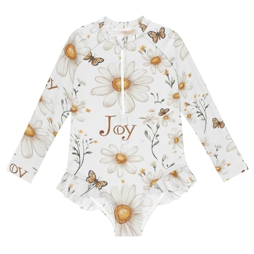 Rustic Daisy White Girls Swimsuit 1 Piece Elastic Baby Girls Bikini Swimsuit Set Cute Swimsuits for Bathing 4T