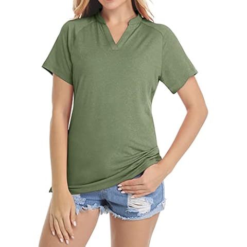 KEFITEVD Funktions Poloshirt Tshirt Damen Kurzarm Polohemd Schnelltrocknend Laufen Lady-Fit Trainingsshirt Cover