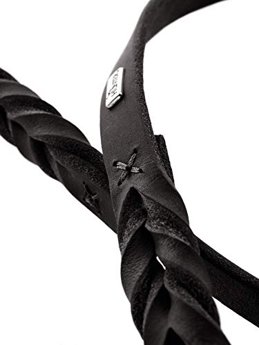 HUNTER verstellbare Führleine SOLID EDUCATION, Farbe: schwarz, Leder, geflochten, robust, weich, Größe: 18/250