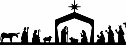 Belén de Navidad para interiores, juego de pesebre de metal negro con base de madera, decoración rústica moderna para Navidad, hogar, habitación,