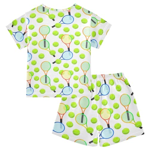 Tennis Ball White Pajama Set Short Sleeve Summer Pajamas Shorts Sets PJ Clothes Set Soft 5Y2