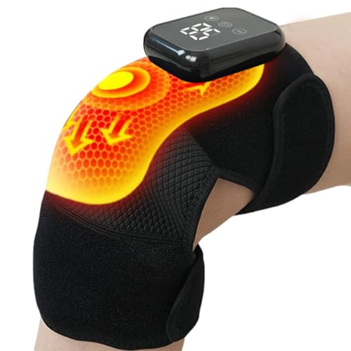 Yugugomo Masajeador con calefacción para rodillas, masajeador con calefacción por vibración, cojín eléctrico para rodillas, soporte de moxibustión, pantalla LED, calor articular en invierno