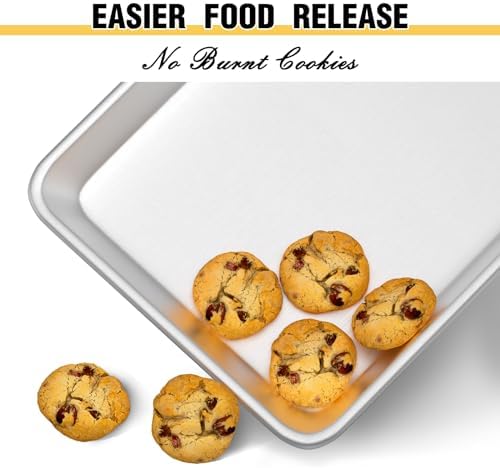 Commercial Quality Baking Sheet Pan Set, Natural Aluminum Cookie Sheet, Umite Chef Warp Resistant Baker's Half Sheet Pan, Large Thick Cookie Tray Pans for Baking, Roasting(2 Pack, 18X13In) - Thumbnail 2