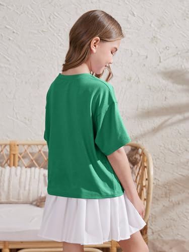 Image of ZDC Girls Athletic Oversized Crop Tops Kids Drop Shoulder Short Sleeve T Shirts Workout Tees