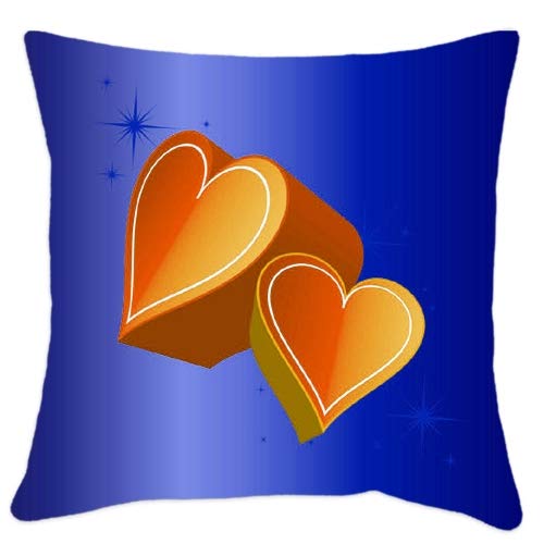 Akshant Gift Wrap Heart Theme Printed Soft Polyester Blue Throw Pillow with Filler for Valentine Akshant Gift, Size-12x12 Inches Set of 1 Pcs