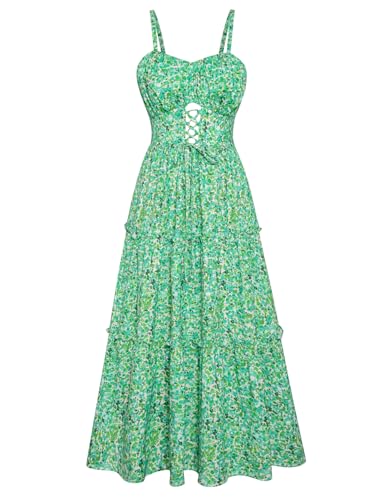 Image of GRACE KARIN 2026 Women's Spaghetti Vacation Sundress Summer Beach Flowy Boho Floral Maxi Dresses with Pockets