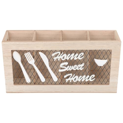 Support rangement couverts bois pour repas en terrasse et table