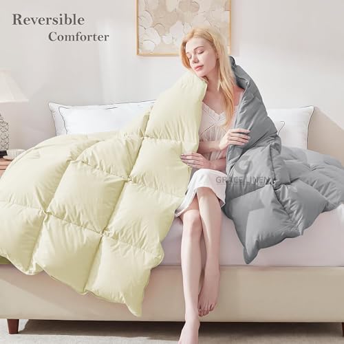 Image of 600 GSM Heavy Winter Comforter Single Size 60 inchX90 inch - 600 GSM Winter Blanket Comforter /Rajai /Duvet Microfiber Super Soft Fluffy Single Size - Ivory /Silver Grey Color