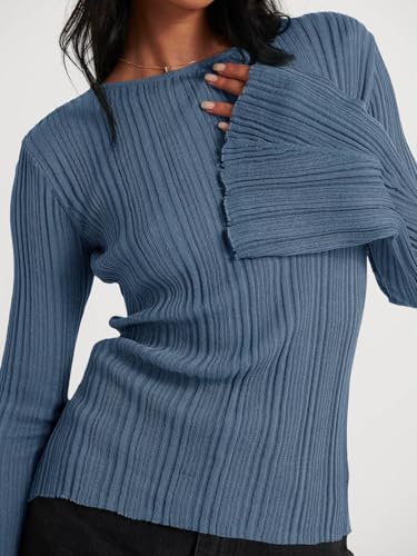 Image of Cicy Bell Womens Bell Long Sleeve Tops Going Out Knitted Fall Pullover Lightweight Sweater Shirts
