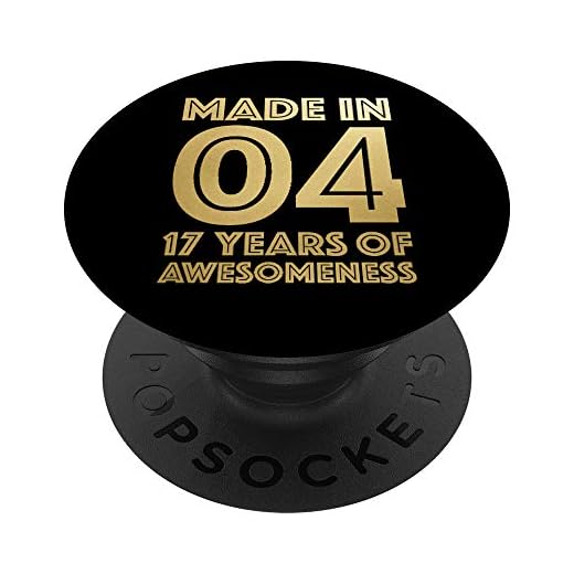 Camisa de 17º cumpleaños Niño Niña Edad 17 años Regalos 2004 PopSockets PopGrip: Agarre intercambiable para Teléfonos y Tabletas